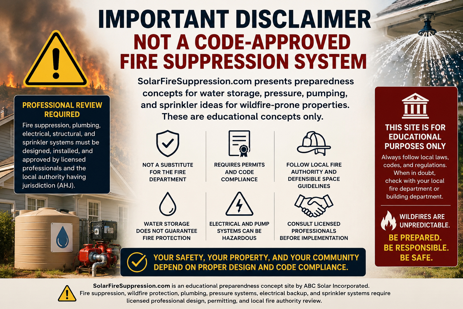 Fire code review safety disclaimer graphic